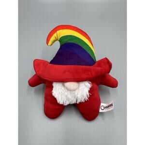 Goffa Red Gnome Rainbow Hat White Beard Plush Doll 9”‎ Stuffed Animal